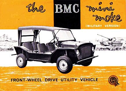Någon militär-Moke blev det aldrig men väl en broschyr.