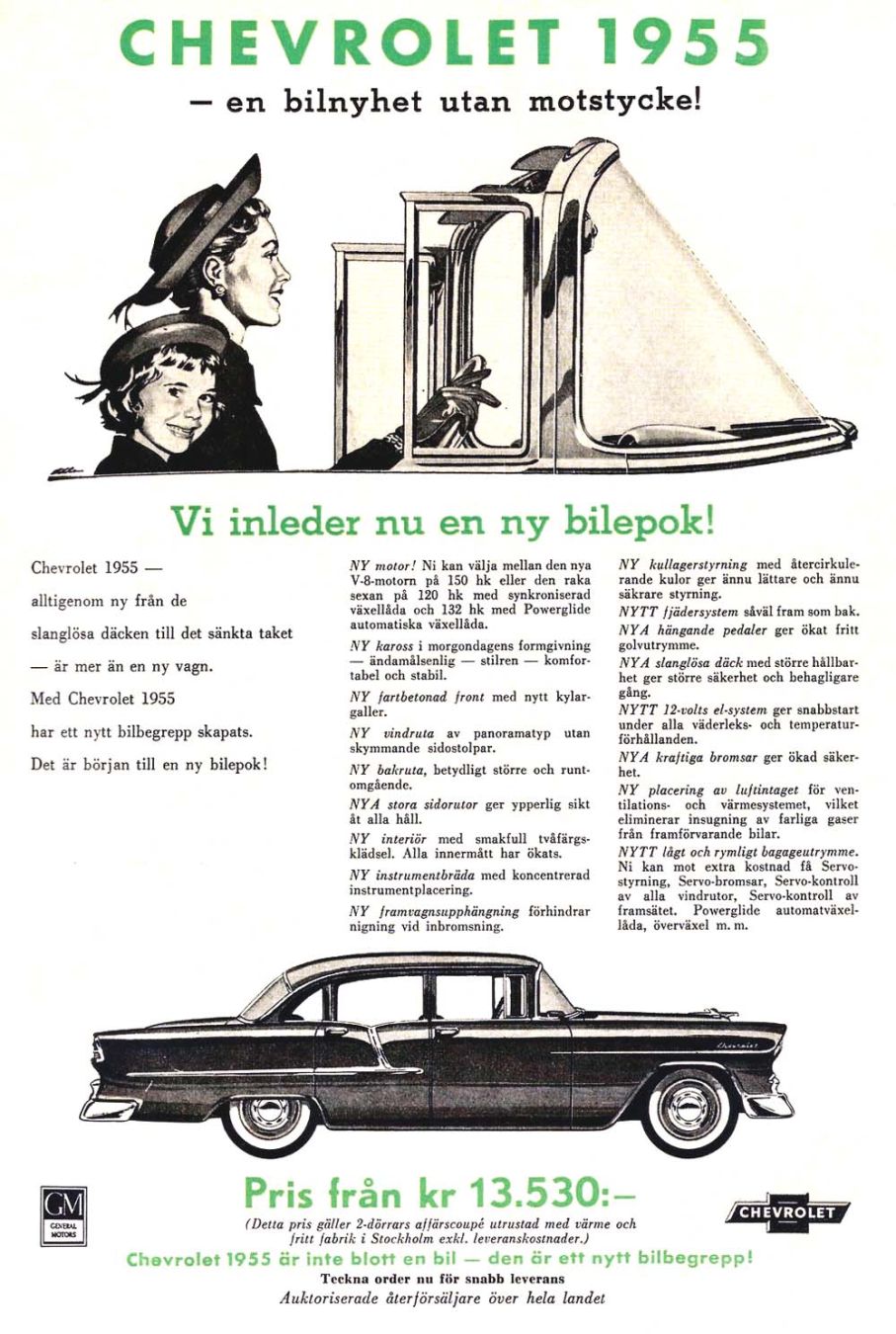 Chevrolet 1955, storsäljare i sammanhanget, 2330 stycken såldes i Sverige