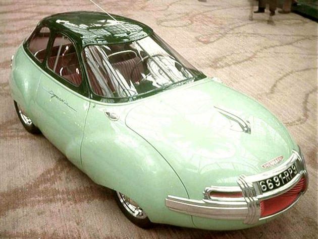 Framtiden som Panhard tyckte den skulle se ut 1948 då man visade upp den spolformade Dynavia.