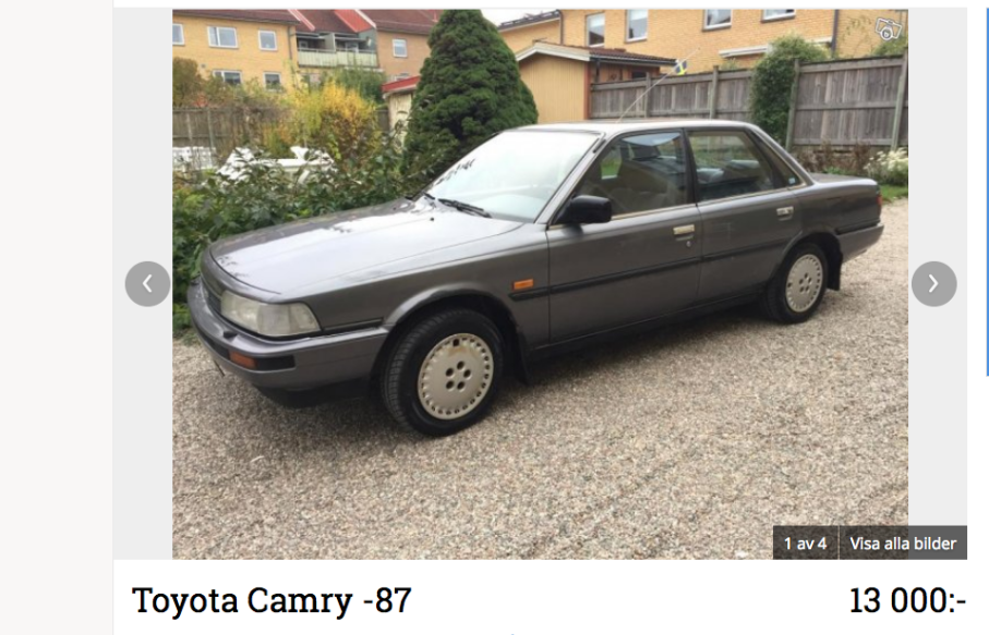 Toyota Camry med 16-ventilsmotor kom 1987. Den blev snabbt en tjänstebilsfavorit med sina fina prestanda och höga utrustningsnivå. Här är dock en ovanlig snikversion utan spoiler på bakluckan och enklare inredning.