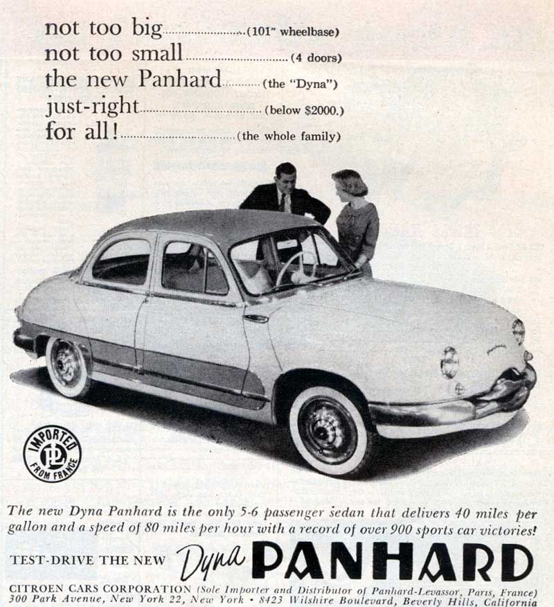 Panhard i USA såldes genom Citroens återförsäljare, 1958