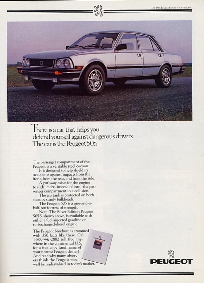 Peugeot 505 1083 med ganska anskrämliga ljusinsatser
